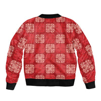 Red Palaka Quilt Hawaii Sleeve Zip Bomber Jacket Traditional Hawaii-plaid Pattern - Polynesian Pride