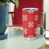 Red Palaka Quilt Hawaii Tumbler Cup Traditional Hawaii-plaid Pattern - Polynesian Pride