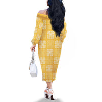 Yellow Palaka Quilt Hawaii Family Matching Off The Shoulder Long Sleeve Dress and Hawaiian Shirt Traditional Hawaii-plaid Pattern LT14 - Polynesian Pride