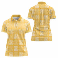 Yellow Palaka Quilt Hawaii Women Polo Shirt Traditional Hawaii-plaid Pattern LT14 - Polynesian Pride