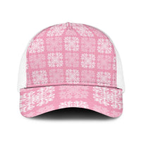Pink Palaka Quilt Hawaii Baseball Net Cap Traditional Hawaii-plaid Pattern - Polynesian Pride