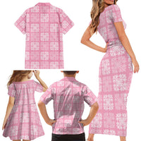 Pink Palaka Quilt Hawaii Family Matching Short Sleeve Bodycon Dress and Hawaiian Shirt Traditional Hawaii-plaid Pattern LT14 - Polynesian Pride