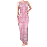 Pink Palaka Quilt Hawaii Family Matching Tank Maxi Dress and Hawaiian Shirt Traditional Hawaii-plaid Pattern - Polynesian Pride