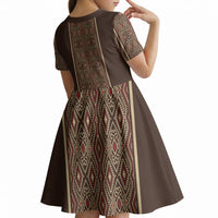 Mabuhay Philippines Festival Kid Short Sleeve Dress Tnalak Modern Filipiniana Inspired LT14 - Polynesian Pride