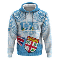 Fiji Day 1970 Hoodie Proud To Be A Fijian Tapa Pattern LT14 Pullover Hoodie Blue - Polynesian Pride