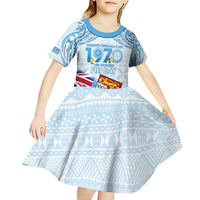 Fiji Day 1970 Kid Short Sleeve Dress Proud To Be A Fijian Tapa Pattern