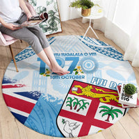 Fiji Day 1970 Round Carpet Proud To Be A Fijian Tapa Pattern