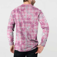 Alaka Aloha Hawaii Button Sweatshirt Plumeria Lei With Palaka Motif - Polynesian Pride