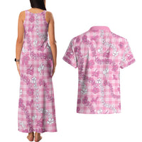 Alaka Aloha Hawaii Couples Matching Tank Maxi Dress and Hawaiian Shirt Plumeria Lei With Palaka Motif LT14 - Polynesian Pride