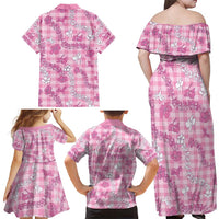 Alaka Aloha Hawaii Family Matching Off Shoulder Maxi Dress and Hawaiian Shirt Plumeria Lei With Palaka Motif LT14 - Polynesian Pride