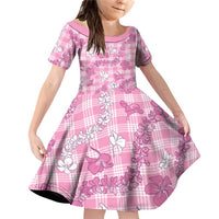 Alaka Aloha Hawaii Family Matching Off Shoulder Short Dress and Hawaiian Shirt Plumeria Lei With Palaka Motif LT14 Daughter's Dress Pink - Polynesian Pride