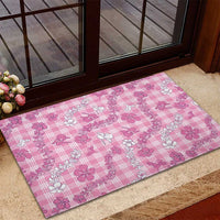 Alaka Aloha Hawaii Rubber Doormat Plumeria Lei With Palaka Motif - Polynesian Pride