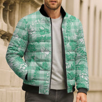 Omaomao Aloha Hawaii Bomber Puffer Jacket Plumeria Lei With Palaka Motif - Polynesian Pride