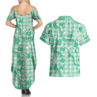 Omaomao Aloha Hawaii Couples Matching Summer Maxi Dress and Hawaiian Shirt Plumeria Lei With Palaka Motif LT14 - Polynesian Pride