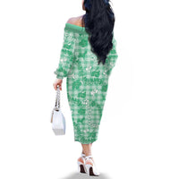 Omaomao Aloha Hawaii Family Matching Off The Shoulder Long Sleeve Dress and Hawaiian Shirt Plumeria Lei With Palaka Motif LT14 - Polynesian Pride