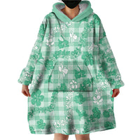 Omaomao Aloha Hawaii Wearable Blanket Hoodie Plumeria Lei With Palaka Motif - Polynesian Pride