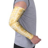 Melemele Aloha Hawaii Arm Sleeves Plumeria Lei With Palaka Motif LT14 - Polynesian Pride