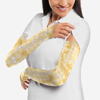 Melemele Aloha Hawaii Arm Sleeves Plumeria Lei With Palaka Motif LT14 - Polynesian Pride