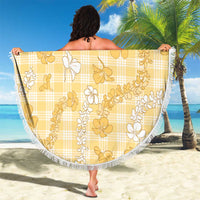 Melemele Aloha Hawaii Beach Blanket Plumeria Lei With Palaka Motif - Polynesian Pride