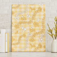 Melemele Aloha Hawaii Canvas Wall Art Plumeria Lei With Palaka Motif LT14 Without Frame Yellow - Polynesian Pride