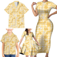 Melemele Aloha Hawaii Family Matching Short Sleeve Bodycon Dress and Hawaiian Shirt Plumeria Lei With Palaka Motif LT14 - Polynesian Pride