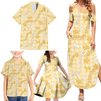 Melemele Aloha Hawaii Family Matching Summer Maxi Dress and Hawaiian Shirt Plumeria Lei With Palaka Motif LT14 - Polynesian Pride