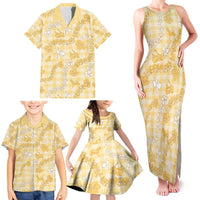 Melemele Aloha Hawaii Family Matching Tank Maxi Dress and Hawaiian Shirt Plumeria Lei With Palaka Motif LT14 - Polynesian Pride