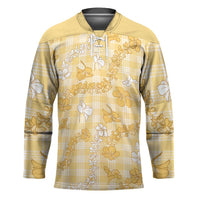 Melemele Aloha Hawaii Hockey Jersey Plumeria Lei With Palaka Motif - Polynesian Pride