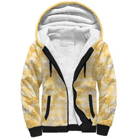 Melemele Aloha Hawaii Sherpa Hoodie Plumeria Lei With Palaka Motif - Polynesian Pride