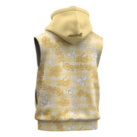 Melemele Aloha Hawaii Sleeveless Hoodie Plumeria Lei With Palaka Motif - Polynesian Pride