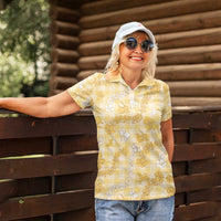 Melemele Aloha Hawaii Women Polo Shirt Plumeria Lei With Palaka Motif - Polynesian Pride