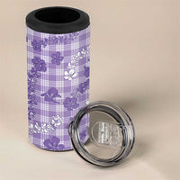 Poni Aloha Hawaii 4 in 1 Can Cooler Tumbler Plumeria Lei With Palaka Motif - Polynesian Pride