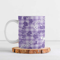 Poni Aloha Hawaii Ceramic Mug Plumeria Lei With Palaka Motif LT14 Purple - Polynesian Pride