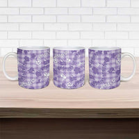 Poni Aloha Hawaii Ceramic Mug Plumeria Lei With Palaka Motif LT14 - Polynesian Pride