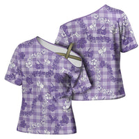 Poni Aloha Hawaii Cross Shoulder Shirt Plumeria Lei With Palaka Motif - Polynesian Pride