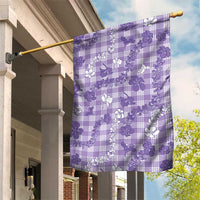 Poni Aloha Hawaii Garden Flag Plumeria Lei With Palaka Motif LT14 House Flag Purple - Polynesian Pride