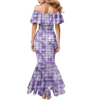 Poni Aloha Hawaii Mermaid Dress Plumeria Lei With Palaka Motif - Polynesian Pride