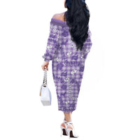 Poni Aloha Hawaii Off The Shoulder Long Sleeve Dress Plumeria Lei With Palaka Motif - Polynesian Pride