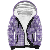 Poni Aloha Hawaii Sherpa Hoodie Plumeria Lei With Palaka Motif - Polynesian Pride