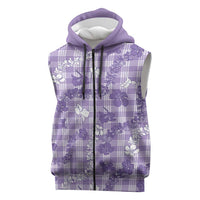 Poni Aloha Hawaii Sleeveless Zip Hoodie Plumeria Lei With Palaka Motif - Polynesian Pride