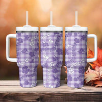 Poni Aloha Hawaii Tumbler With Handle Plumeria Lei With Palaka Motif - Polynesian Pride
