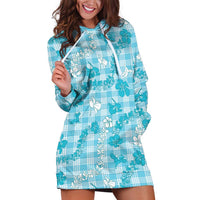 Polu Aloha Hawaii Hoodie Dress Plumeria Lei With Palaka Motif - Polynesian Pride