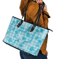 Polu Aloha Hawaii Leather Tote Bag Plumeria Lei With Palaka Motif LT14 - Polynesian Pride