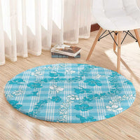Polu Aloha Hawaii Round Carpet Plumeria Lei With Palaka Motif LT14 - Polynesian Pride