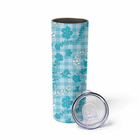 Polu Aloha Hawaii Skinny Tumbler Plumeria Lei With Palaka Motif - Polynesian Pride