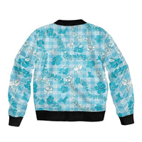 Polu Aloha Hawaii Sleeve Zip Bomber Jacket Plumeria Lei With Palaka Motif - Polynesian Pride