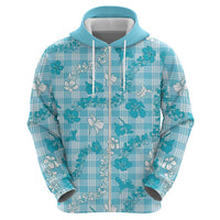 Polu Aloha Hawaii Zip Hoodie Plumeria Lei With Palaka Motif - Polynesian Pride