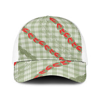 Omaomao Aloha Hawaii Baseball Net Cap Rosebud Lei With Palaka Motif LT14 One Size White Green - Polynesian Pride