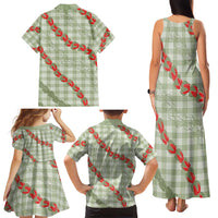 Omaomao Aloha Hawaii Family Matching Tank Maxi Dress and Hawaiian Shirt Rosebud Lei With Palaka Motif LT14 - Polynesian Pride