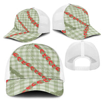 Omaomao Aloha Hawaii Mesh Trucker Cap Rosebud Lei With Palaka Motif - Polynesian Pride